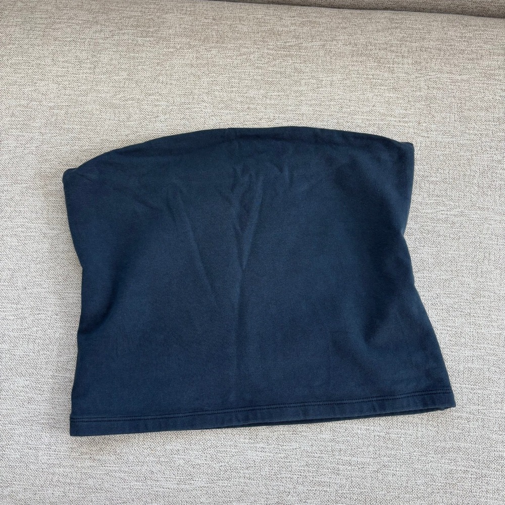 Brandy Melville Tube Top OS Navy Blue Strapless Cotton Coquette Y2K Coastal Chic